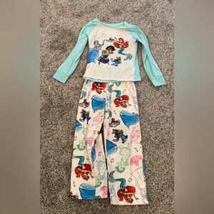 Disney Princess Aqua and White Raglan Pajama Set